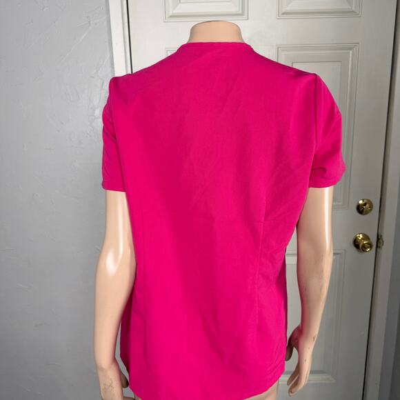 Figs Women's Scrub Top Small Shirt Short Sleeve Maternity Nurse Breast Cancer P6 - Picture 4 of 7